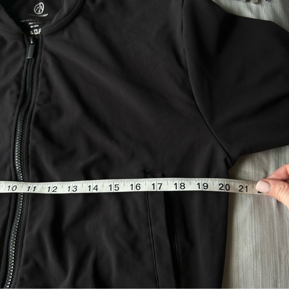 🖤 MOVE THEOLOGY Black Zip-Up Bomber Jacket L SportyVibes - Picture 7 of 10